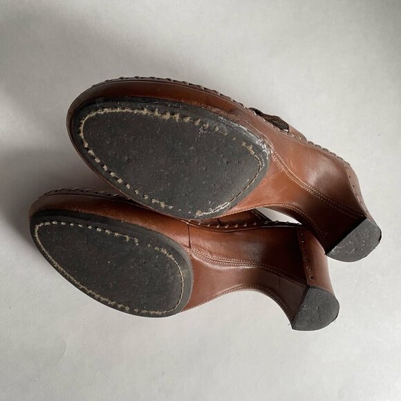 Frye Charlotte Ring 70770 Brown Leather Heeled Mule Clogs Women's Size 7 1/2 M - Picture 3 of 10